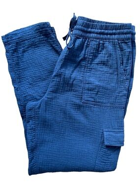 BearPaw Women’s Navy Blue Drawstring 100% Cotton Cargo Pants